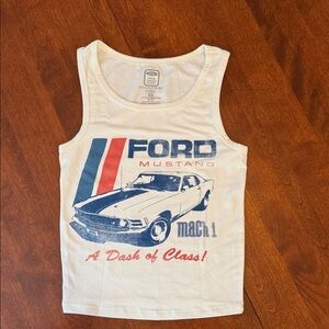 Ford Mustang Kids Tank Top - Cream with Blue and Red